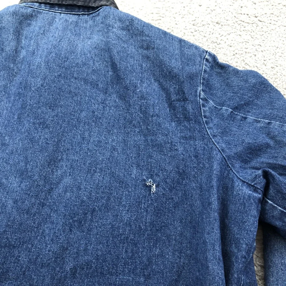 Vintage Denim Coat Mens 48 Blue Blanket Lined Chore Corduroy Collar USA Workwear